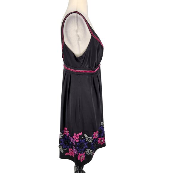 Vintage Guess Jeans Stretch Beaded Satin Dress w Velvet Trim - Picture 5 of 7